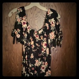 Dressy jumpsuit, black & floral print.  Nwt